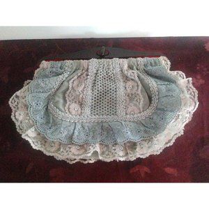 Art Deco Blue Ruffled Bakelite Handled Purse